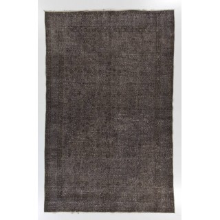 Gray Color Overdyed Handmade Vintage Turkish Rug