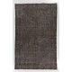 Gray Color Overdyed Handmade Vintage Turkish Rug