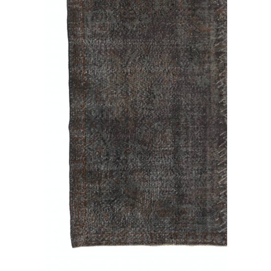 Abstract Distressed HANDMADE Turkish rug Overdyed in Gray Color. Abstract Distressed HANDMADE Turkish rug Overdyed in Gray Color.