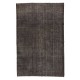 Handmade Vintage Turkish Rug Over-Dyed in Gray Color for Modern Interiors