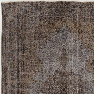 Vintage Anatolian Rug Overdyed in Gray Color