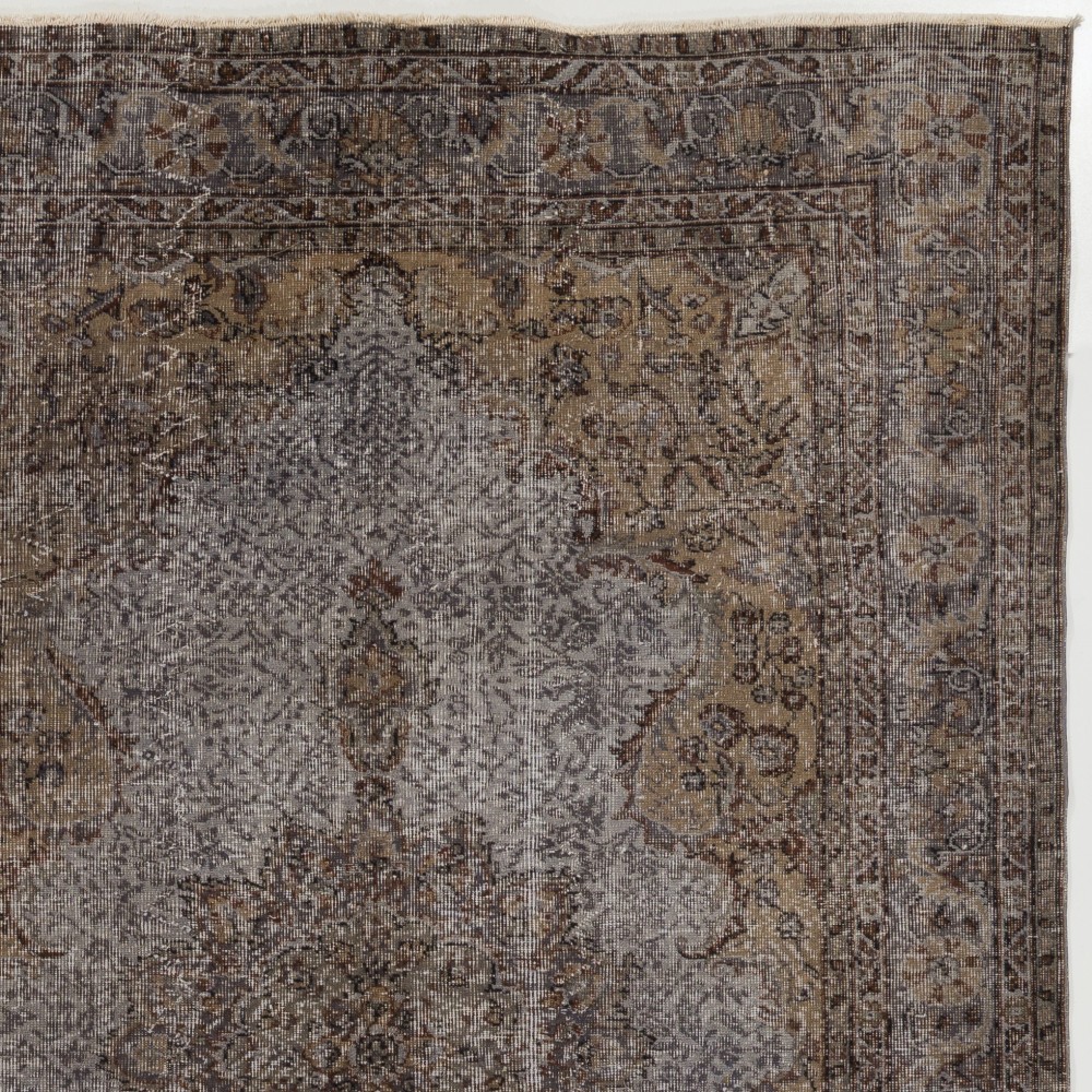 Vintage Anatolian Rug Overdyed in Gray Color