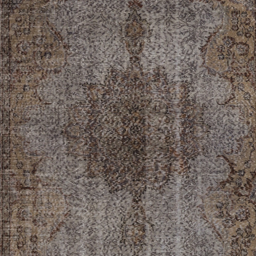 Vintage Anatolian Rug Overdyed in Gray Color