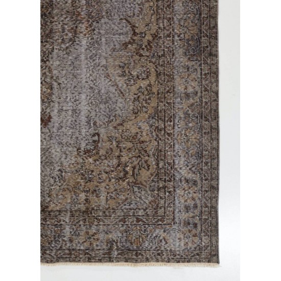 Vintage Anatolian Rug Overdyed in Gray Color