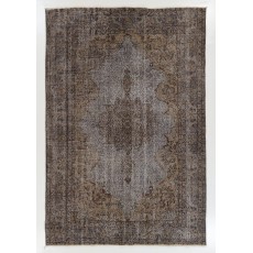 Vintage Anatolian Rug Overdyed in Gray Color