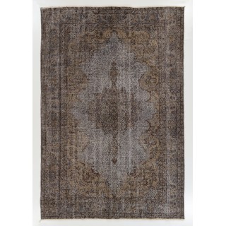 Vintage Anatolian Rug Overdyed in Gray Color