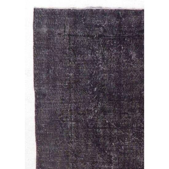 Vintage Handmade Turkish Area Rug Over-dyed in Charcoal Gray for Modern Interiors Vintage Handmade Turkish Area Rug Over-dyed in Charcoal Gray for Modern Interiors