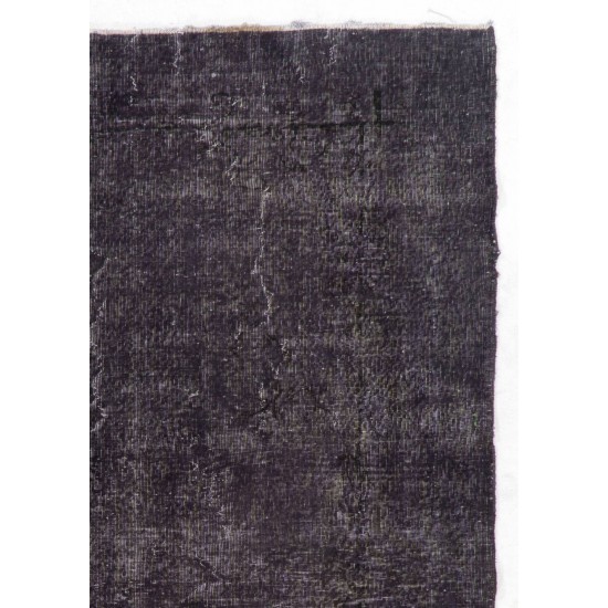 Vintage Handmade Turkish Area Rug Over-dyed in Charcoal Gray for Modern Interiors Vintage Handmade Turkish Area Rug Over-dyed in Charcoal Gray for Modern Interiors