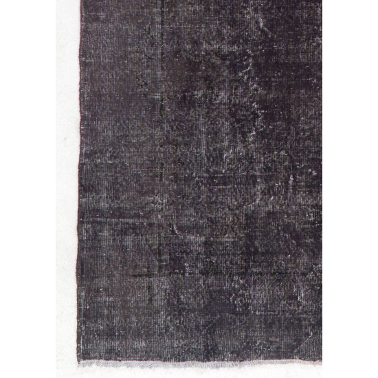 Vintage Handmade Turkish Area Rug Over-dyed in Charcoal Gray for Modern Interiors Vintage Handmade Turkish Area Rug Over-dyed in Charcoal Gray for Modern Interiors