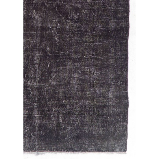 Vintage Handmade Turkish Area Rug Over-dyed in Charcoal Gray for Modern Interiors Vintage Handmade Turkish Area Rug Over-dyed in Charcoal Gray for Modern Interiors