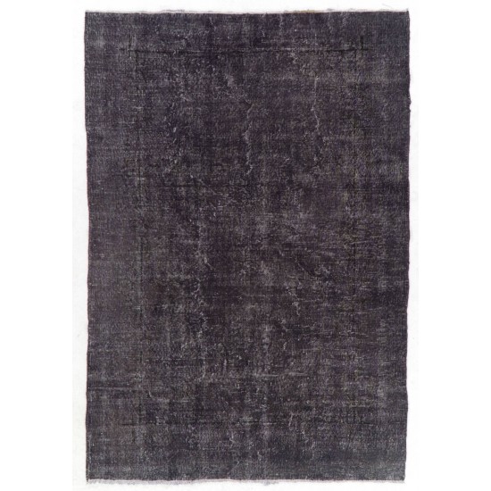 Vintage Handmade Turkish Area Rug Over-dyed in Charcoal Gray for Modern Interiors Vintage Handmade Turkish Area Rug Over-dyed in Charcoal Gray for Modern Interiors