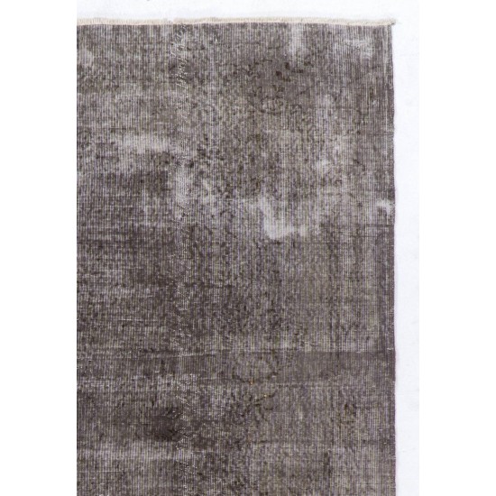 Vintage Minimalist Distressed Handmade Vintage Rug Over-Dyed in Taupe Vintage Minimalist Distressed Handmade Vintage Rug Over-Dyed in Taupe