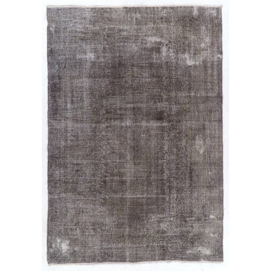 Vintage Minimalist Distressed Handmade Vintage Rug Over-Dyed in Taupe