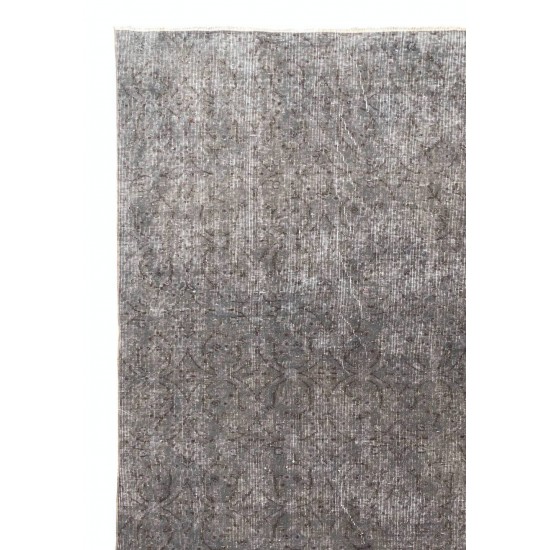 Handmade Distressed Vintage Turkish Rug Over-dyed in Gray Color Handmade Distressed Vintage Turkish Rug Over-dyed in Gray Color
