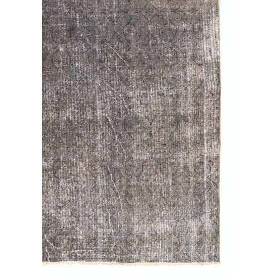 Handmade Distressed Vintage Turkish Rug Over-dyed in Gray Color Handmade Distressed Vintage Turkish Rug Over-dyed in Gray Color