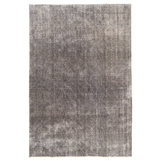 Handmade Distressed Vintage Turkish Rug Over-dyed in Gray Color Handmade Distressed Vintage Turkish Rug Over-dyed in Gray Color