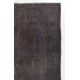 Gray Color Overdyed Distressed Vintage Turkish Rug