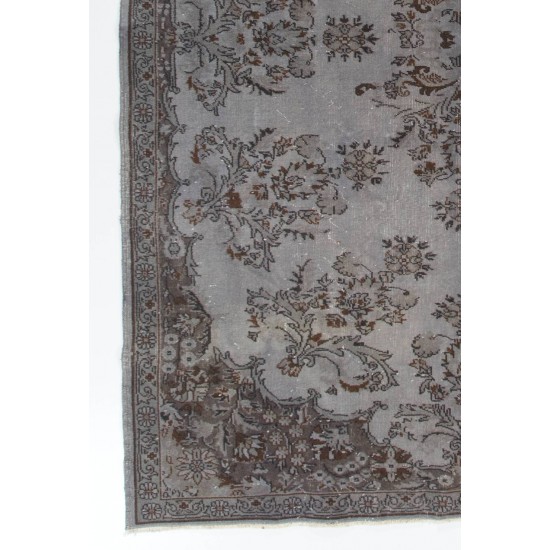 Gray Color OVERDYED Handmade Vintage Turkish Rug for Modern Interiors Gray Color OVERDYED Handmade Vintage Turkish Rug for Modern Interiors