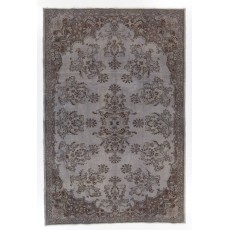 Contemporary Handmade Turkish Area Rug in Gray Color