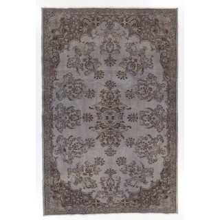 Contemporary Handmade Turkish Area Rug in Gray Color