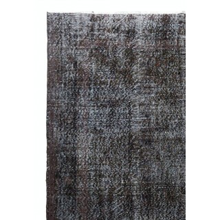 Vintage Handmade Turkish Area Rug Over-Dyed in Black for Modern Interiors
