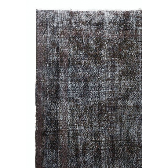 Vintage Handmade Rug Over-dyed in Charcoal Gray Color, Great for Modern Interiors Vintage Handmade Rug Over-dyed in Charcoal Gray Color, Great for Modern Interiors