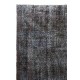 Vintage Handmade Rug Over-dyed in Charcoal Gray Color, Great for Modern Interiors