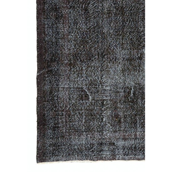 Vintage Handmade Rug Over-dyed in Charcoal Gray Color, Great for Modern Interiors Vintage Handmade Rug Over-dyed in Charcoal Gray Color, Great for Modern Interiors