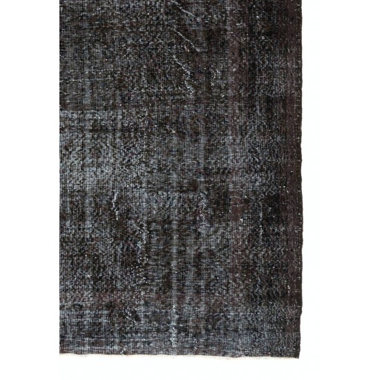 Vintage Handmade Rug Over-dyed in Charcoal Gray Color, Great for Modern Interiors Vintage Handmade Rug Over-dyed in Charcoal Gray Color, Great for Modern Interiors