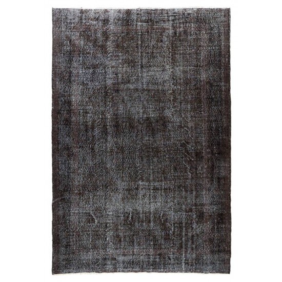 Vintage Handmade Rug Over-dyed in Charcoal Gray Color, Great for Modern Interiors Vintage Handmade Rug Over-dyed in Charcoal Gray Color, Great for Modern Interiors