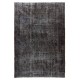 Vintage Handmade Rug Over-dyed in Charcoal Gray Color, Great for Modern Interiors