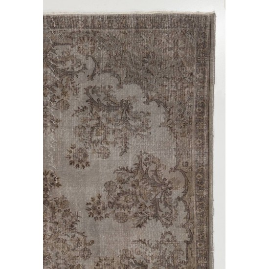 Gray Color OVERDYED Handmade Vintage Turkish Rug