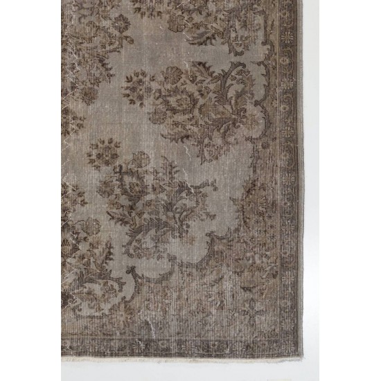 Gray Color OVERDYED Handmade Vintage Turkish Rug