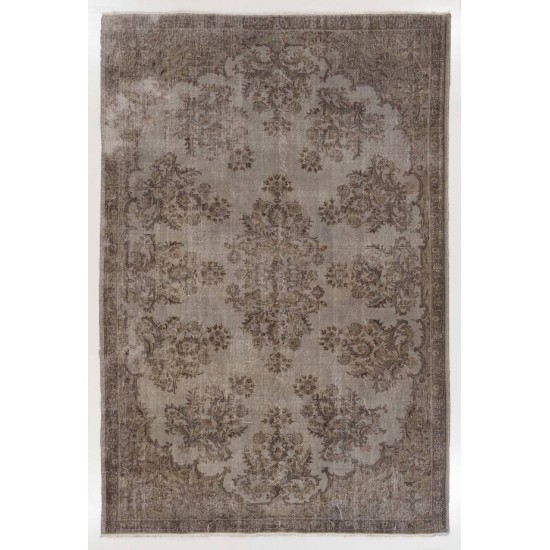 Gray Color OVERDYED Handmade Vintage Turkish Rug