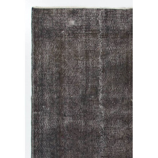 Hand-Knotted Distressed Vintage Turkish Rug Overdyed in Gray Color Hand-Knotted Distressed Vintage Turkish Rug Overdyed in Gray Color