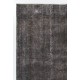 Hand-Knotted Distressed Vintage Turkish Rug Overdyed in Gray Color