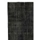 Abstract, Distressed Vintage Rug Overdyed in Charcoal Gray Color Abstract, Distressed Vintage Rug Overdyed in Charcoal Gray Color