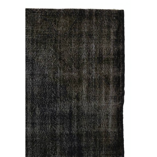 Abstract, Distressed Vintage Rug Overdyed in Charcoal Gray Color Abstract, Distressed Vintage Rug Overdyed in Charcoal Gray Color