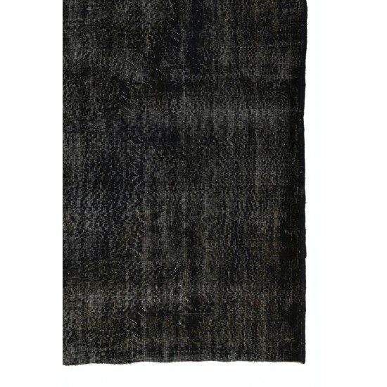 Abstract, Distressed Vintage Rug Overdyed in Charcoal Gray Color Abstract, Distressed Vintage Rug Overdyed in Charcoal Gray Color