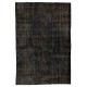 Abstract, Distressed Vintage Rug Overdyed in Charcoal Gray Color Abstract, Distressed Vintage Rug Overdyed in Charcoal Gray Color