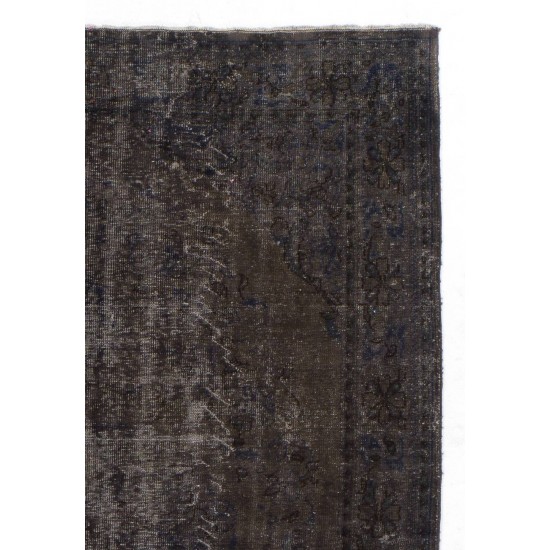 Handmade Turkish Vintage Area Rug Over-Dyed in Gray for Modern Interiors