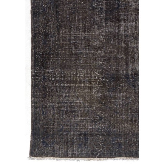 Handmade Turkish Vintage Area Rug Over-Dyed in Gray for Modern Interiors