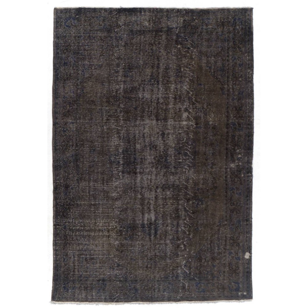 Handmade Turkish Vintage Area Rug Over-Dyed in Gray for Modern Interiors