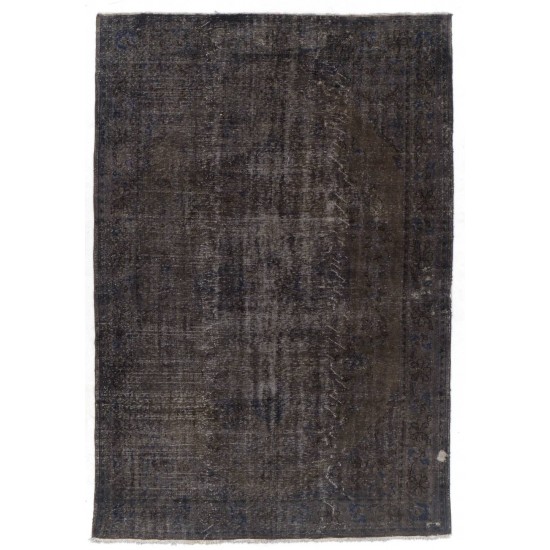 Handmade Turkish Vintage Area Rug Over-Dyed in Gray for Modern Interiors