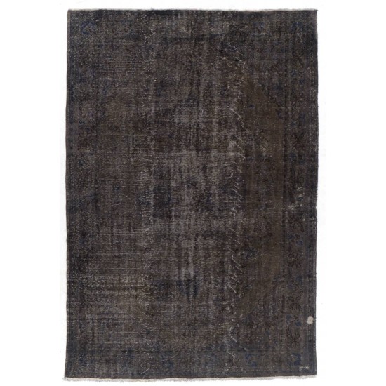 Handmade Turkish Vintage Area Rug Over-Dyed in Gray for Modern Interiors