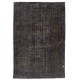 Handmade Turkish Vintage Area Rug Over-Dyed in Gray for Modern Interiors