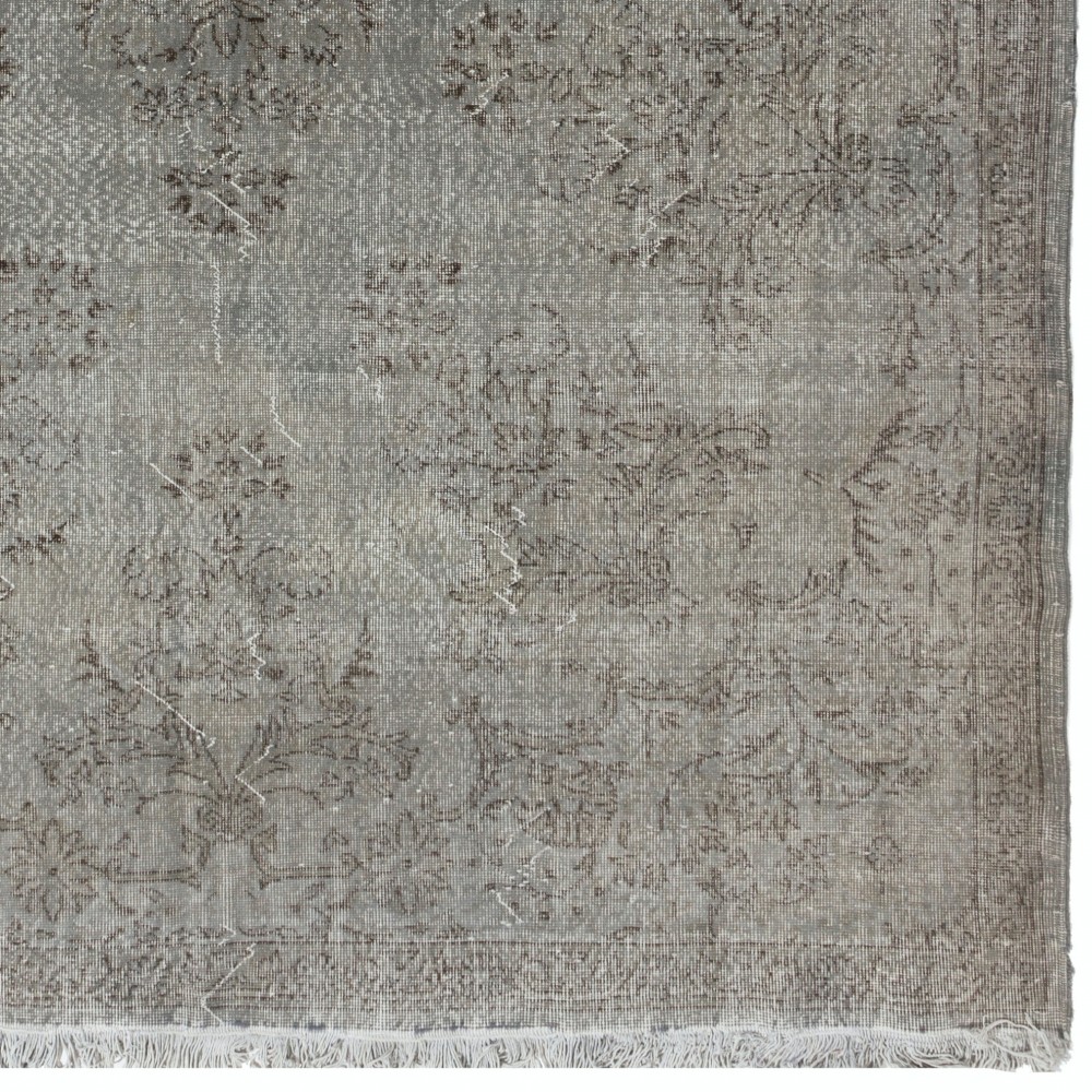 Vintage Oriental Rug ReDyed in Gray Color for Contemporary Interiors