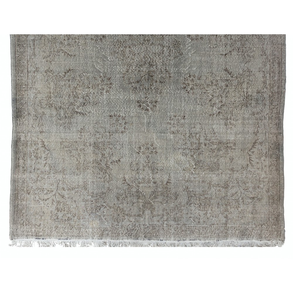 Gray Color Overdyed Handmade Vintage Turkish Rug