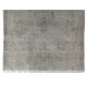 Gray Color Overdyed Handmade Vintage Turkish Rug