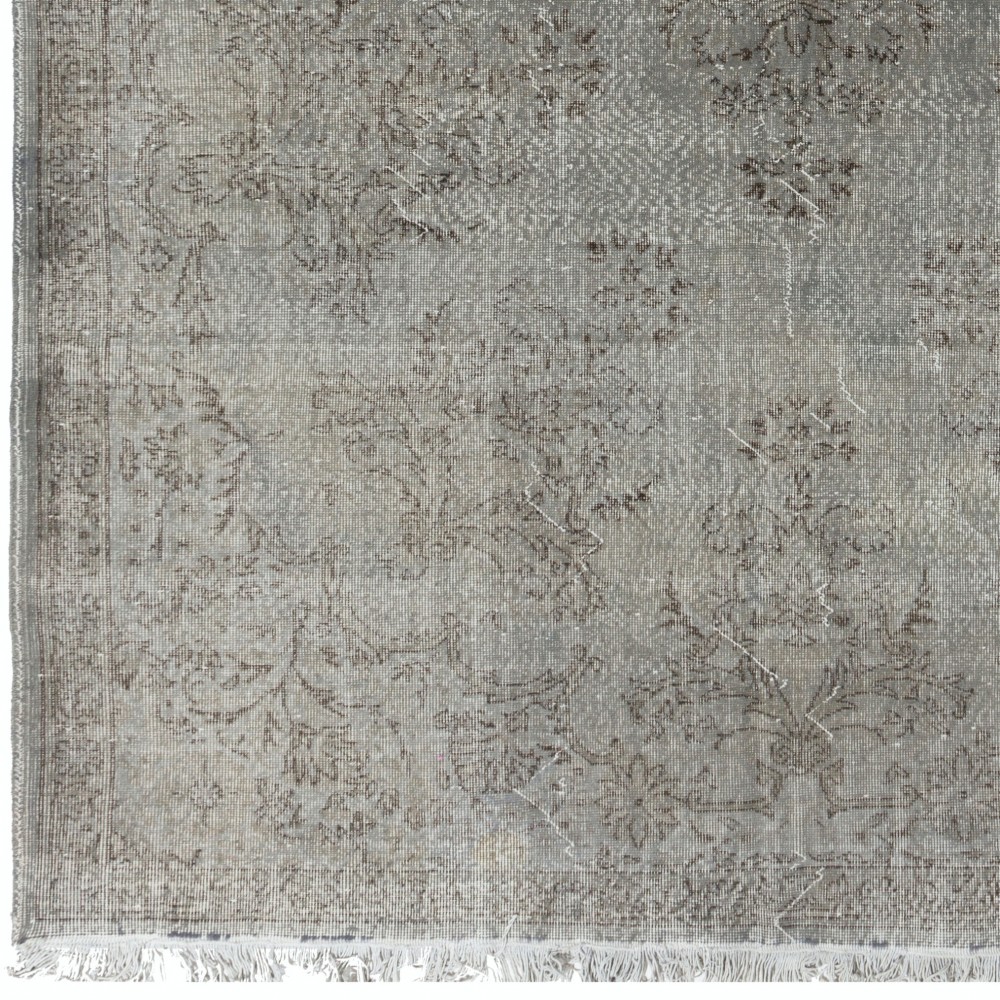Vintage Oriental Rug ReDyed in Gray Color for Contemporary Interiors